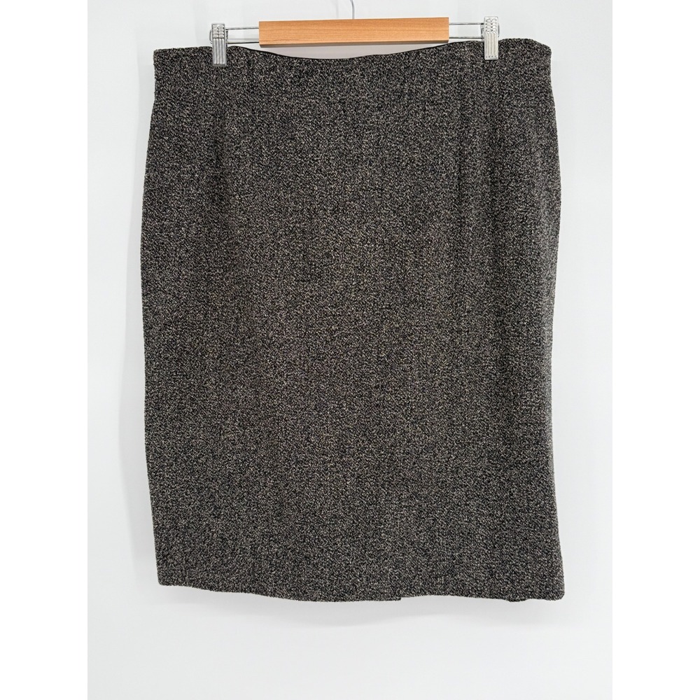 Dana Buchman Woman Tweed Pencil Skirt Black Tan Wool Blend Plus Sz 22 Lined